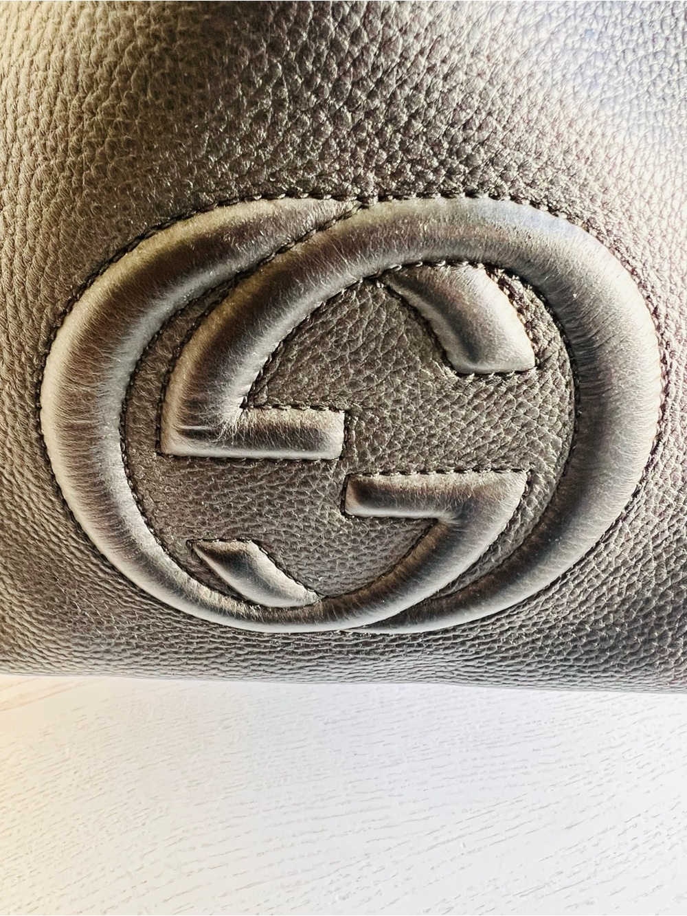 Black Leather Shoulder Bag with Tassels- G Logo - Picture 4 of 13